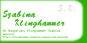 szabina klinghammer business card